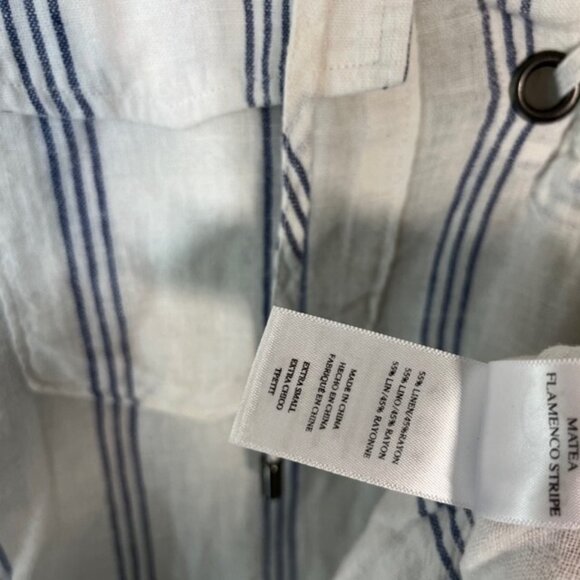 Rails Womens Matea Lace Up Stripe Linen Blend Long Sleeve Shirt Size XS White - Picture 4 of 5